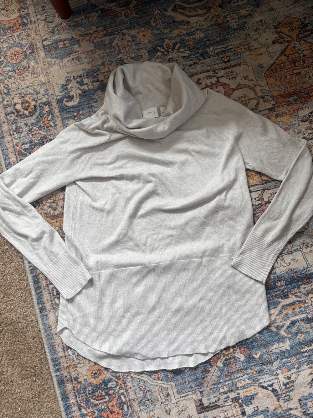 Cyrus Soft Light Gray Cowl Neck Sweater